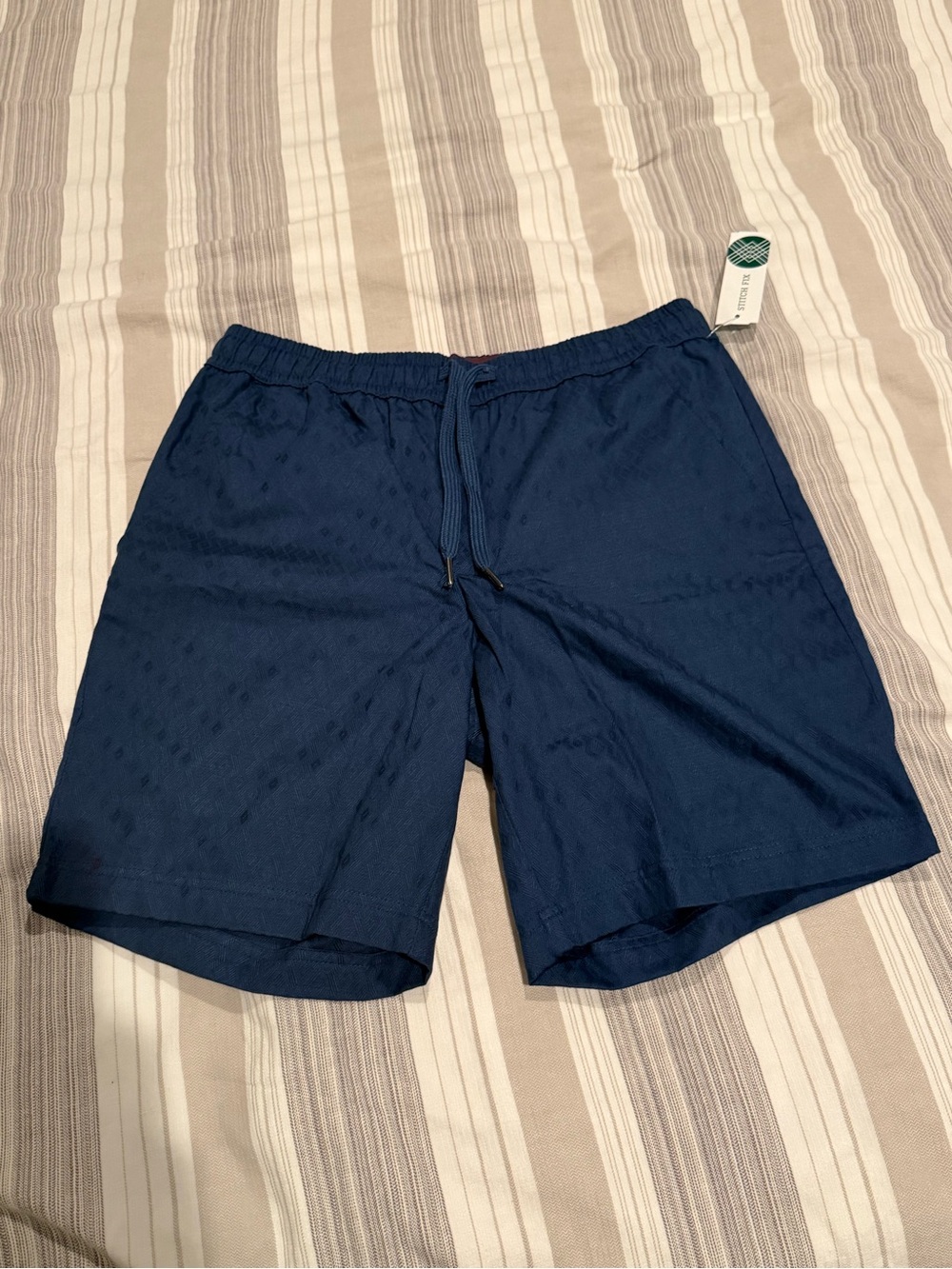 Men's Dark Navy Flat Front Shorts with Drawstring